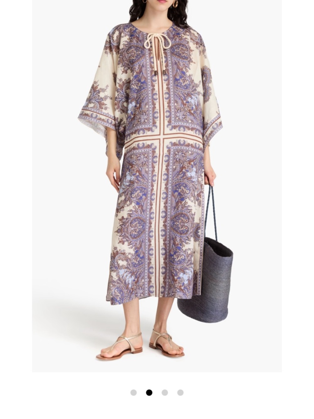 NWT Zimmermann Ottie Purple Paisley Italian Linen Kaftan Dress 6